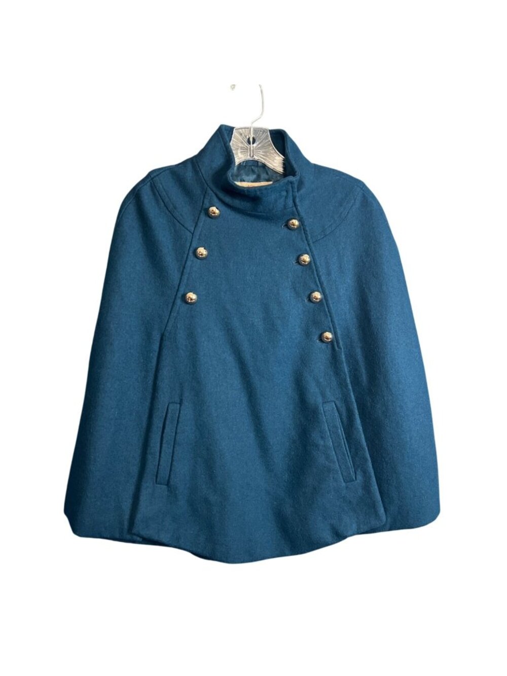MD Woman Blue Wool Blend Cape